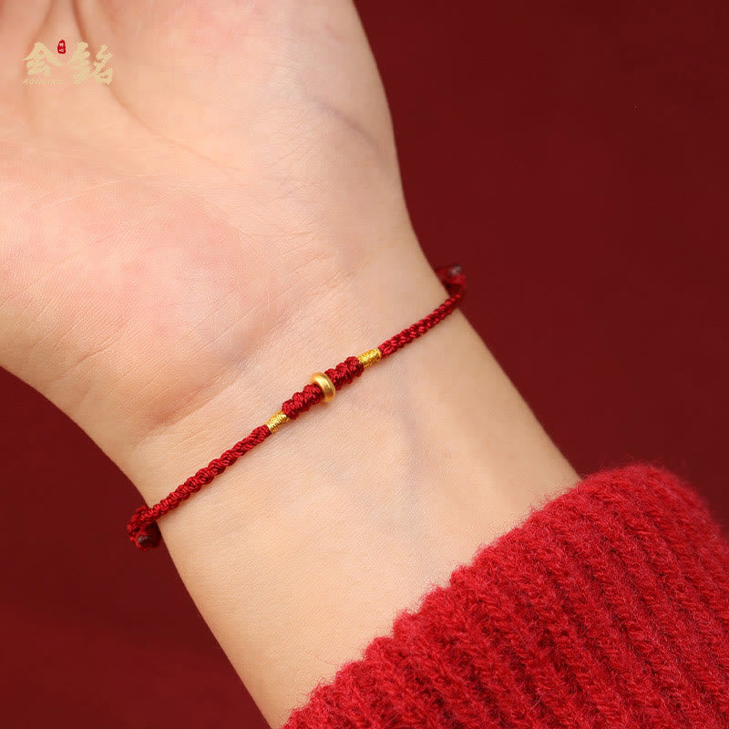 Bracelet de cheville tressé en perles porte-bonheur en or 999 avec Buddha Stones - image 4