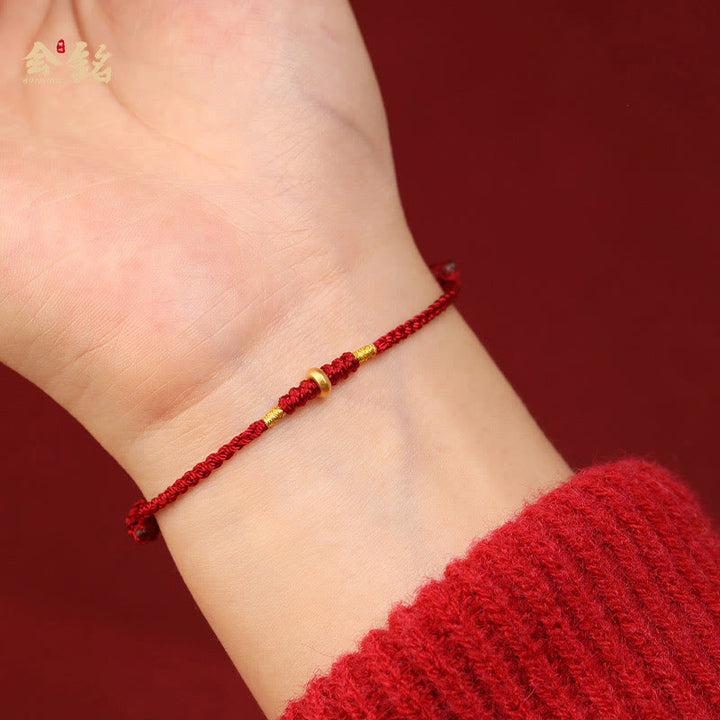 Bracelet de cheville tressé en perles porte-bonheur en or 999 avec Buddha Stones - image 4