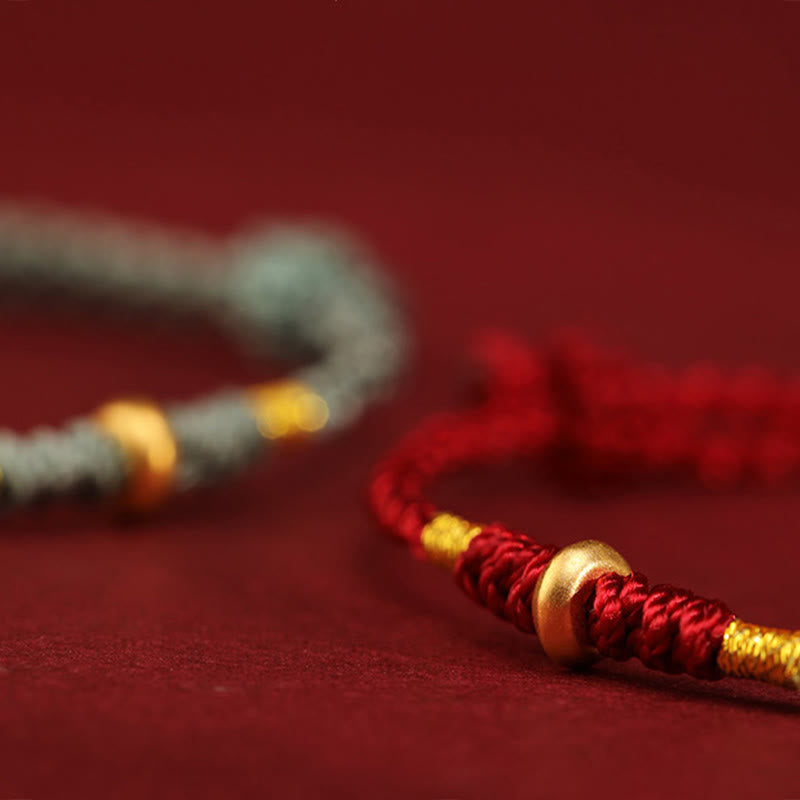 Bracelet de cheville tressé en perles porte-bonheur en or 999 avec Buddha Stones - image 14