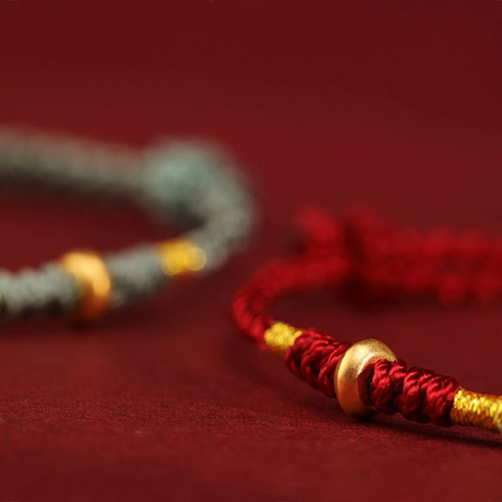 Bracelet de cheville tressé en perles porte-bonheur en or 999 avec Buddha Stones - image 14