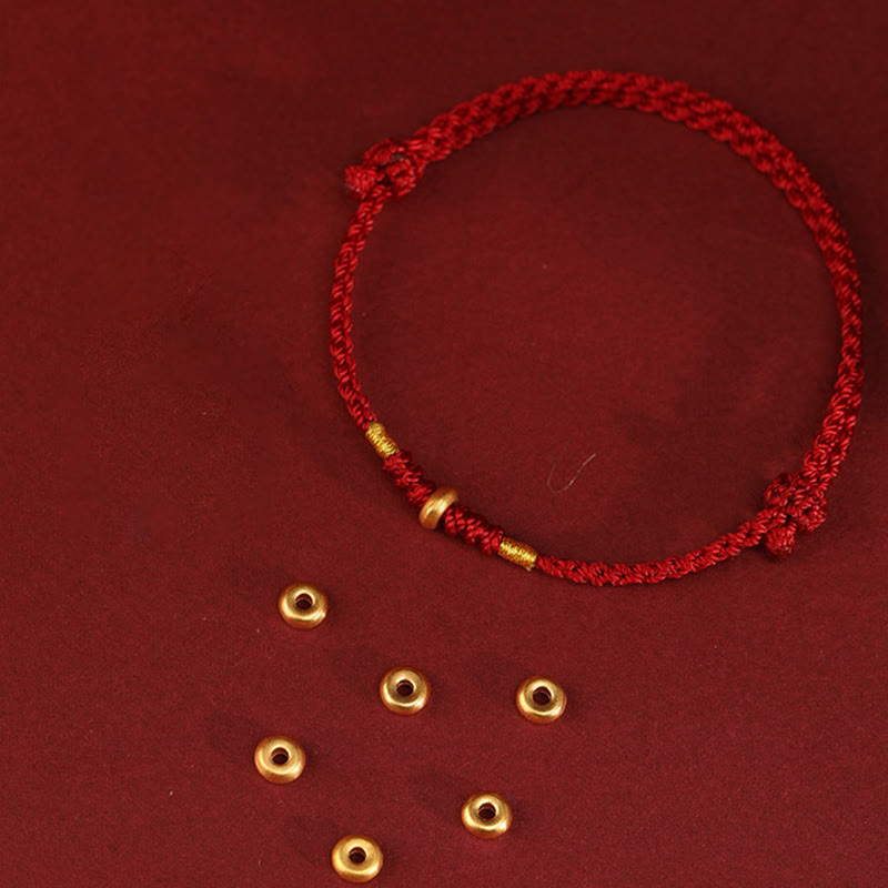 Bracelet de cheville tressé en perles porte-bonheur en or 999 avec Buddha Stones - image 3