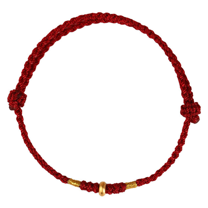 Bracelet de cheville tressé en perles porte-bonheur en or 999 avec Buddha Stones - image 5