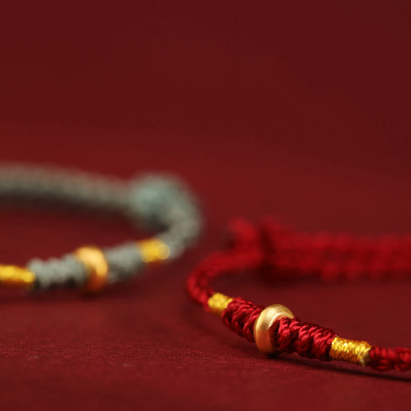 Bracelet de cheville tressé en perles porte-bonheur en or 999 avec Buddha Stones - image 12
