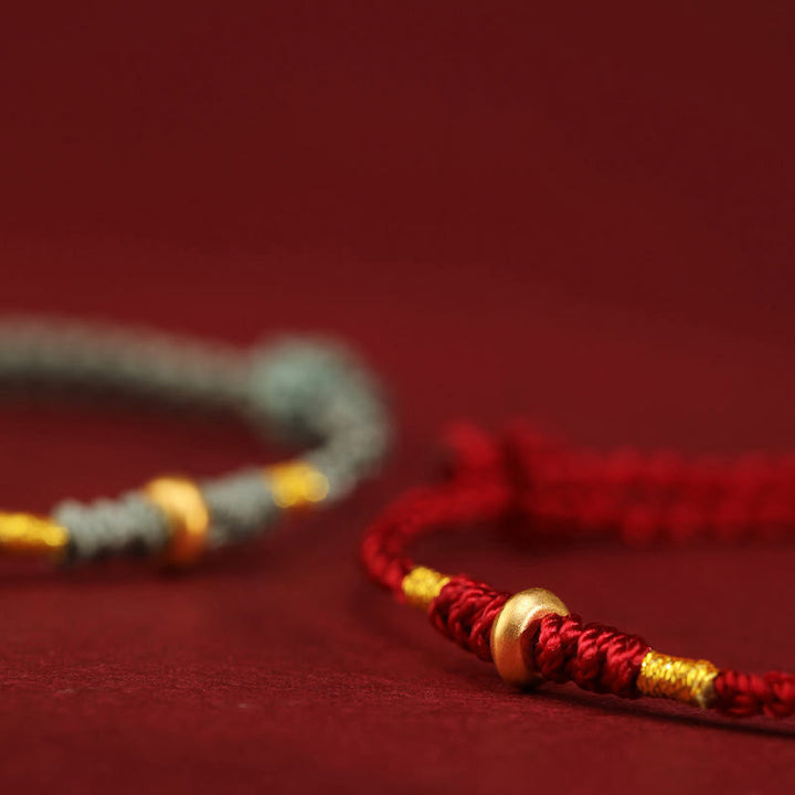 Bracelet de cheville tressé en perles porte-bonheur en or 999 avec Buddha Stones - image 12