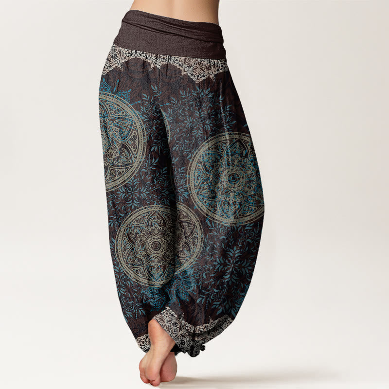 Pantalon harem à taille élastique pour femme, en coton à motif mandala et Buddha Stones - image 2