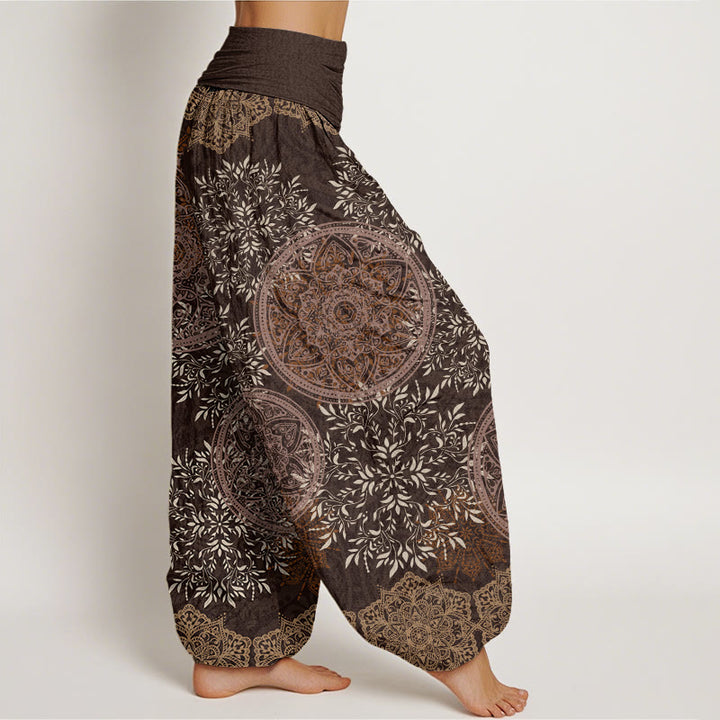 Pantalon harem à taille élastique pour femme, en coton à motif mandala et Buddha Stones - image 5