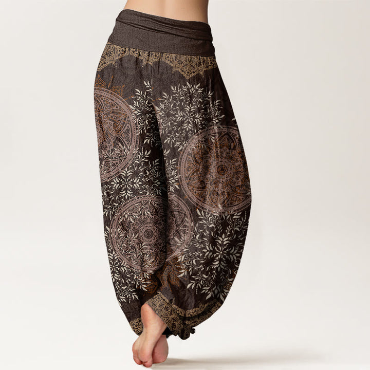 Pantalon harem à taille élastique pour femme, en coton à motif mandala et Buddha Stones - image 6