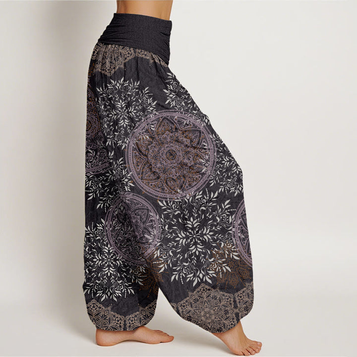 Pantalon harem à taille élastique pour femme, en coton à motif mandala et Buddha Stones - image 8
