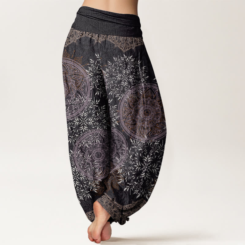 Pantalon harem à taille élastique pour femme, en coton à motif mandala et Buddha Stones - image 9