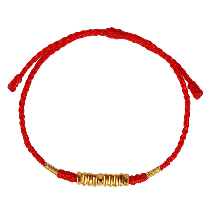 Bracelet tressé ultra fin en petites pièces de Buddha Stones en or 999 avec protection et chance