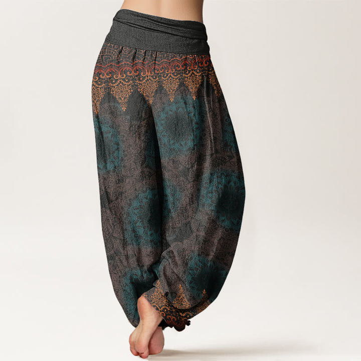 Pantalon harem à taille élastique pour femme, en coton avec motifs mandala triangulaires et Buddha Stones - image 6