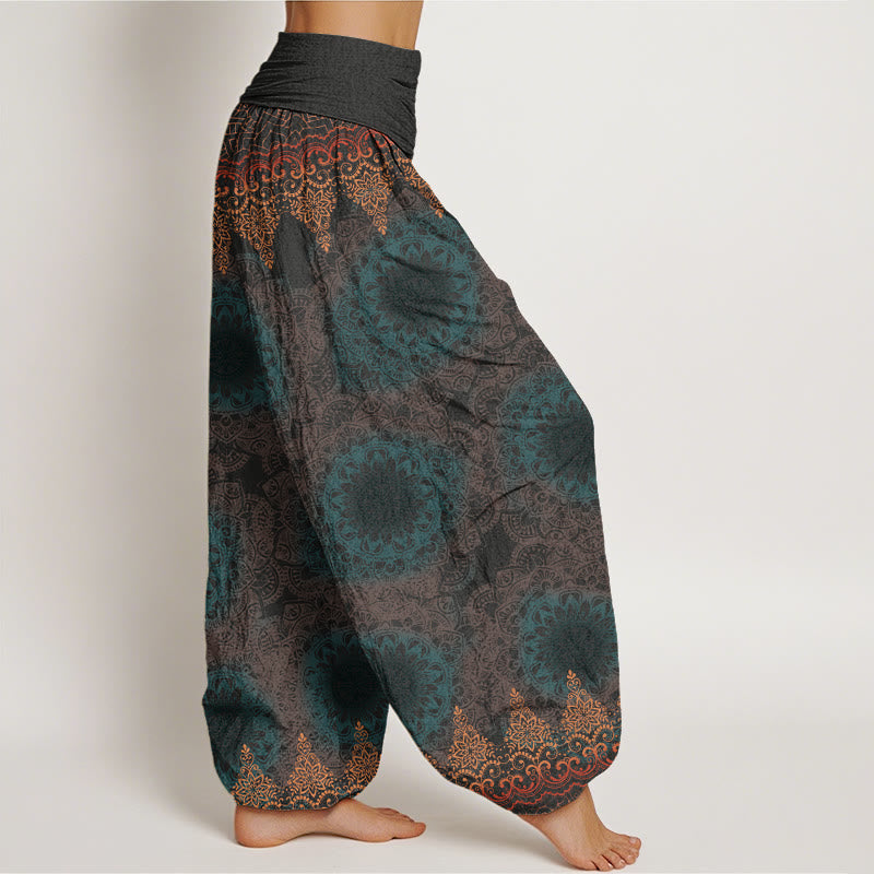 Pantalon harem à taille élastique pour femme, en coton avec motifs mandala triangulaires et Buddha Stones - image 5