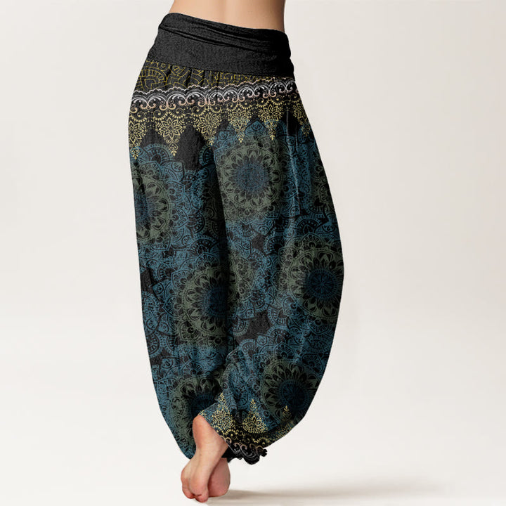 Pantalon sarouel à taille élastique pour femme avec motifs de mandalas triangulaires et Buddha Stones - image 10