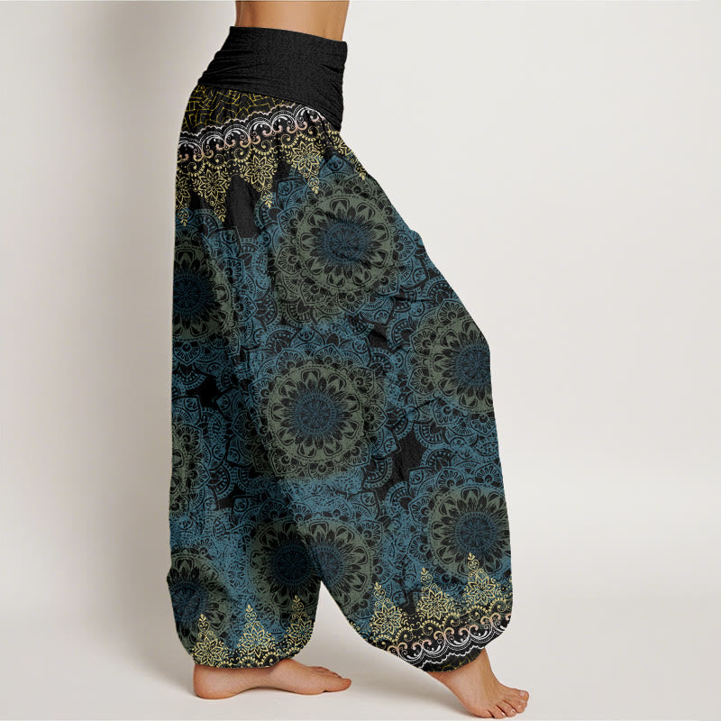 Pantalon sarouel à taille élastique pour femme avec motifs de mandalas triangulaires et Buddha Stones - image 9