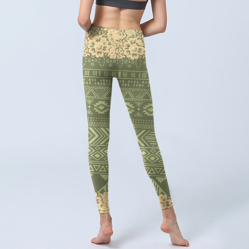Leggings de sport pour femmes Buddha Stones et fleurs et formes géométriques - image 6