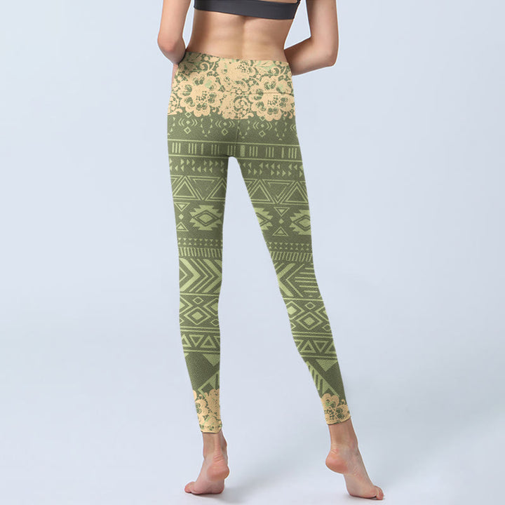 Leggings de sport pour femmes Buddha Stones et fleurs et formes géométriques - image 6