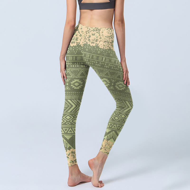 Leggings de sport pour femmes Buddha Stones et fleurs et formes géométriques - image 5