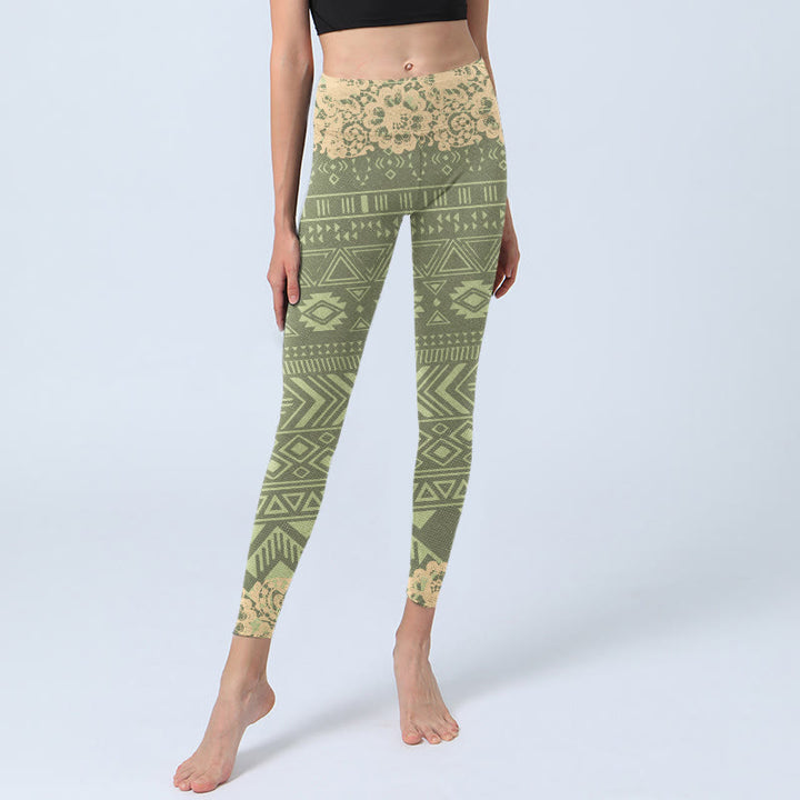 Leggings de sport pour femmes Buddha Stones et fleurs et formes géométriques - image 6