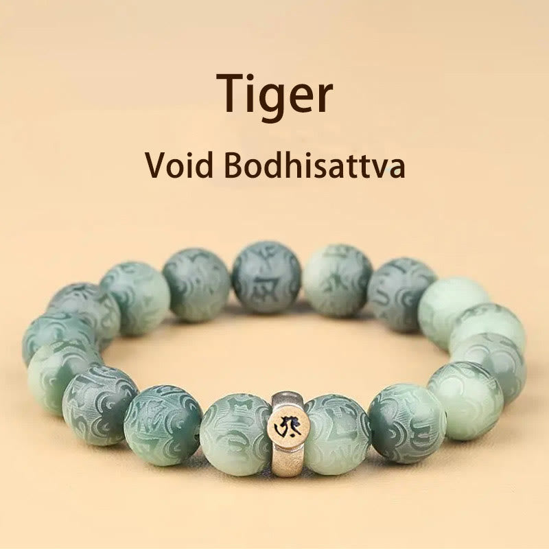 Buddha Stones zodiaque chinois bouddha natal Bodhi graine Om Mani Padme Hum Bracelet de sagesse gravé