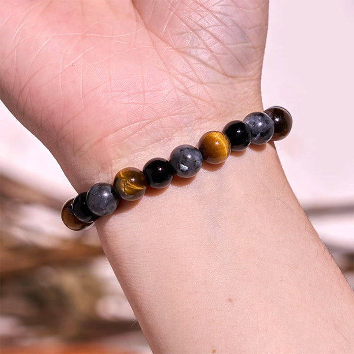 Bracelet de calme en pierre de Bouddha avec divers cristaux, malachite, lazurite et hémimorphite