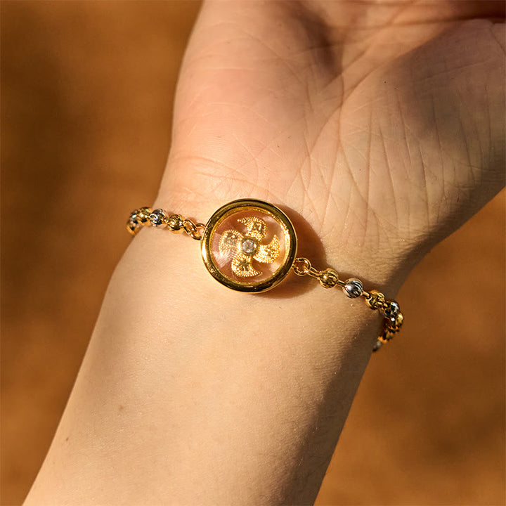 Bracelet tressé de protection en perles de moulin à vent rotatif en cuivre et laiton Buddha Stones Feng Sheng Shui Qi