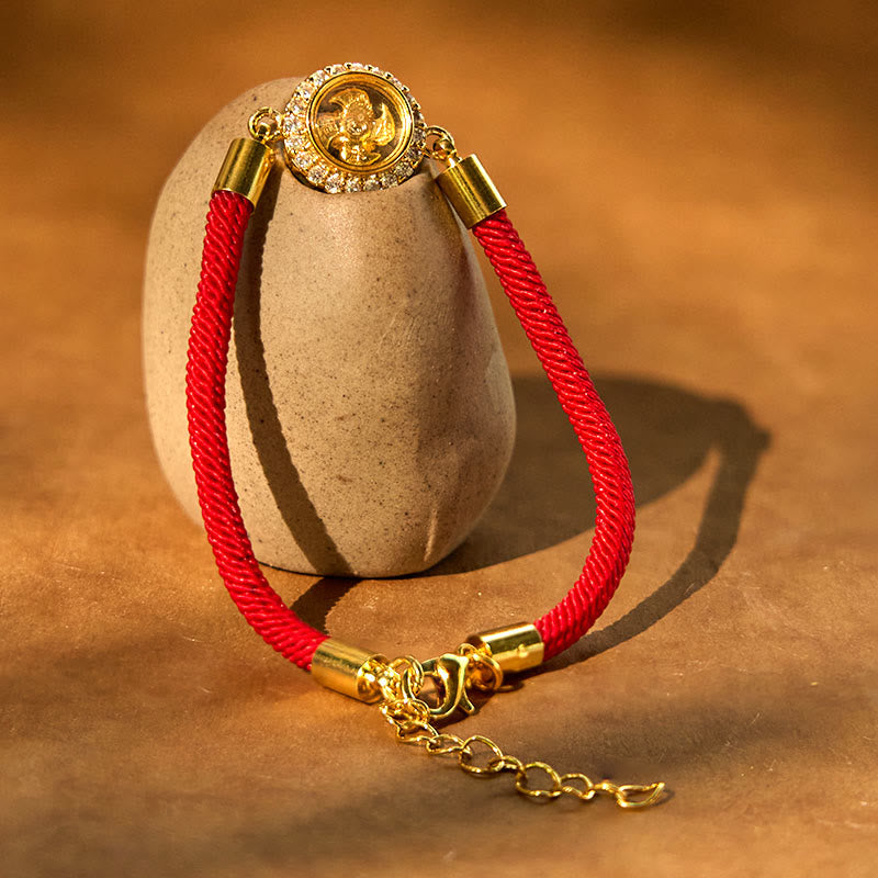 Bracelet tressé de protection Feng Sheng Shui Qi avec moulin à vent rotatif en cuivre et laiton Buddha Stones