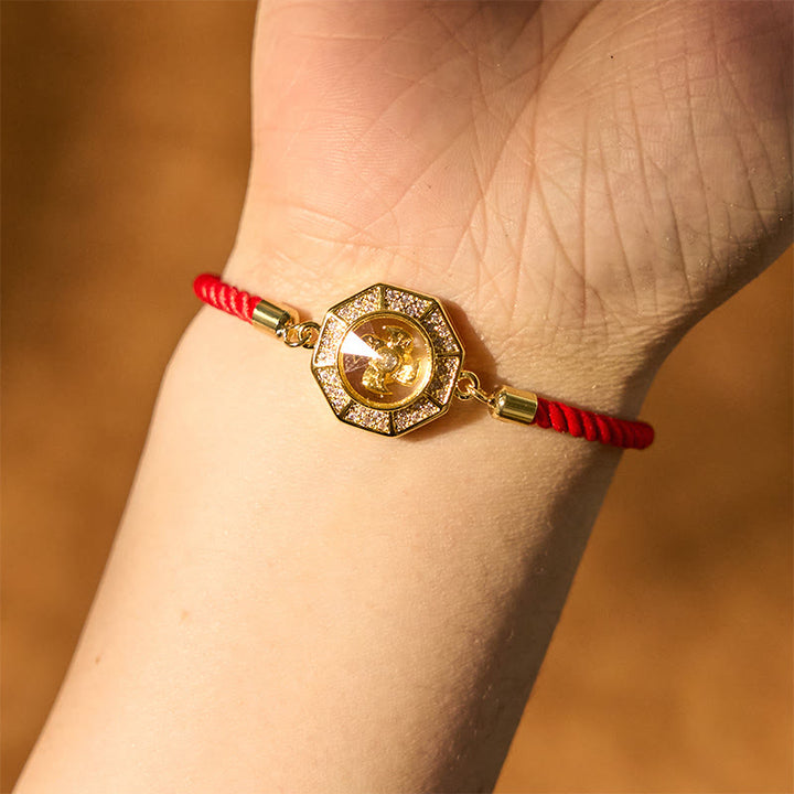 Bracelet tressé en fil rouge avec Buddha Stones, cuivre, laiton, moulin à vent rotatif, Feng Sheng Shui, Qi