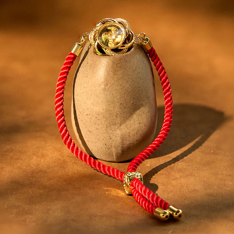 Bracelet tressé rotatif en cuivre et laiton Buddha Stones, cordon rouge prune, protection Feng Sheng Shui Qi