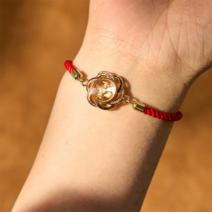 Bracelet tressé rotatif en cuivre et laiton Buddha Stones, cordon rouge prune, protection Feng Sheng Shui Qi