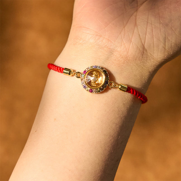 Bracelet tressé en fil rouge Buddha Stones, cuivre, laiton, moulin à vent rotatif, Feng Sheng Shui, Qi Fu