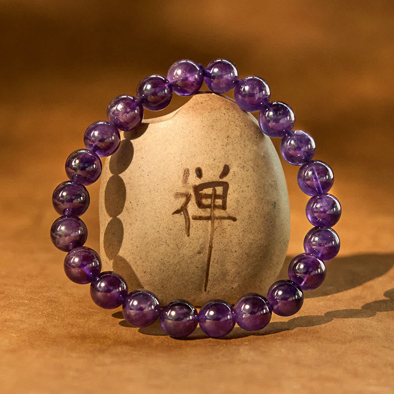 Bracelet de méditation pour la paix intérieure en améthyste naturelle de Buddha Stones