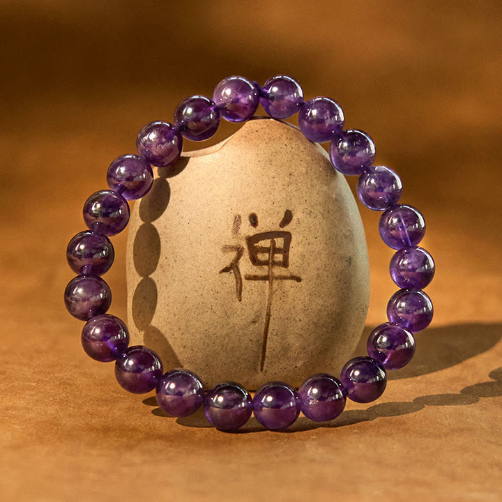 Bracelet de méditation pour la paix intérieure en améthyste naturelle de Buddha Stones