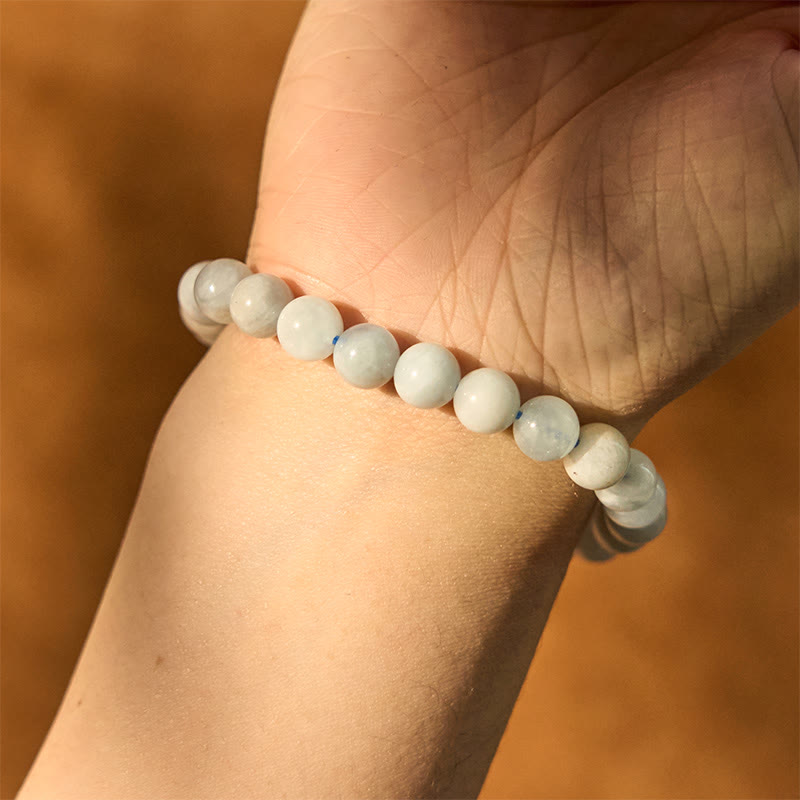 Bracelet de perles de guérison en aigue-marine naturelle Buddha Stones