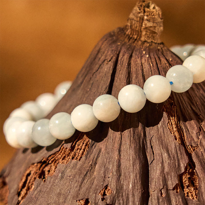 Bracelet de perles de guérison en aigue-marine naturelle Buddha Stones