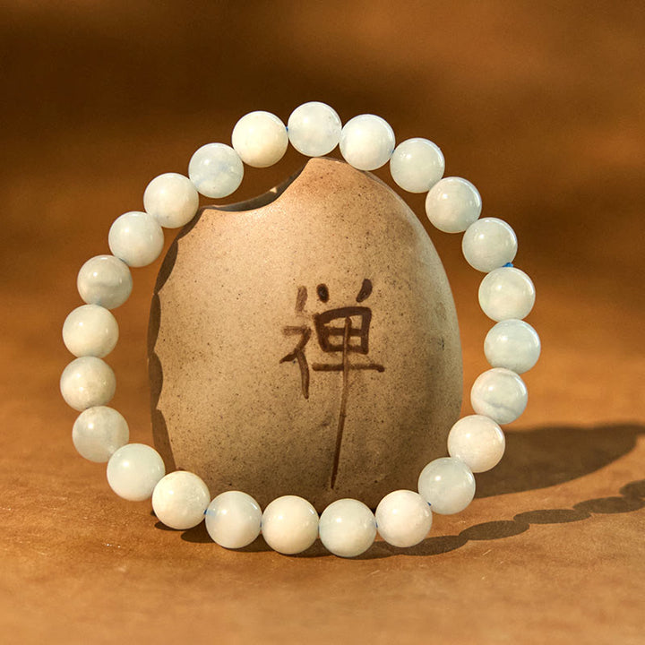 Bracelet de perles de guérison en aigue-marine naturelle Buddha Stones