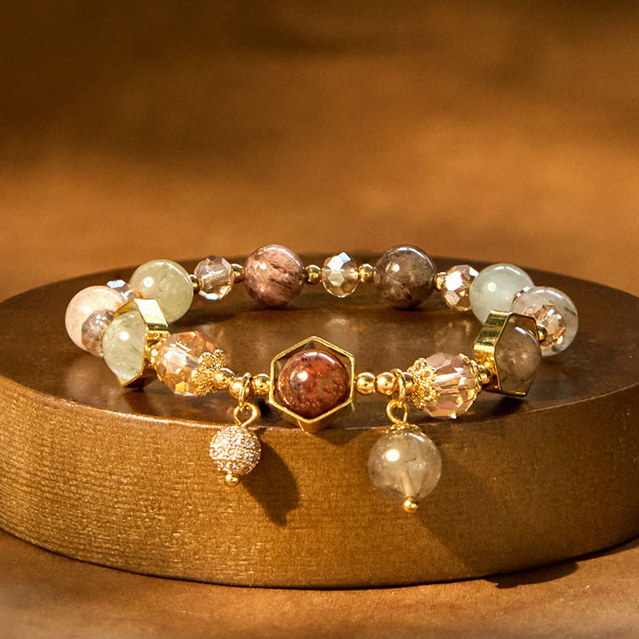Bracelet de protection en quartz rutile améthyste de couleur naturelle Buddha Stones