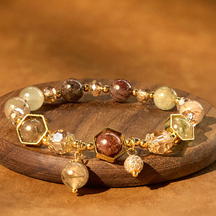 Bracelet de protection en quartz rutile améthyste de couleur naturelle Buddha Stones