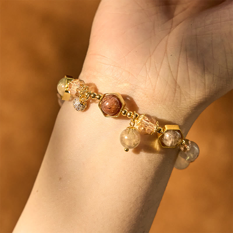 Bracelet de protection en quartz rutile améthyste de couleur naturelle Buddha Stones