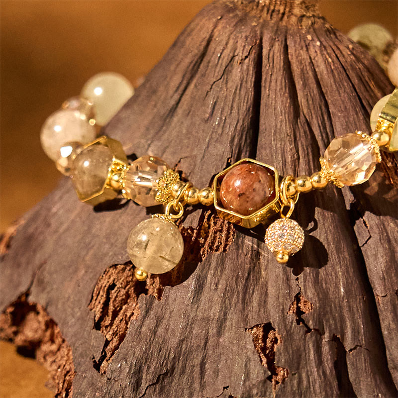 Bracelet de protection en quartz rutile améthyste de couleur naturelle Buddha Stones