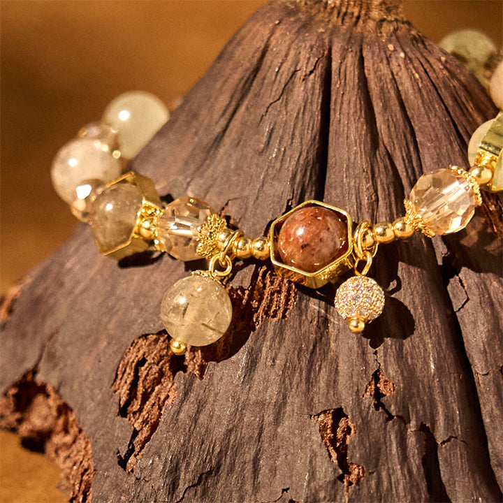 Bracelet de protection en quartz rutile améthyste de couleur naturelle Buddha Stones