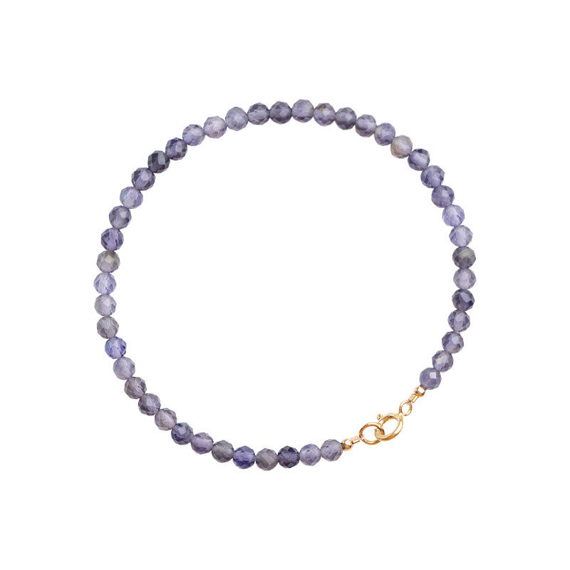 Bracelet de communication en cuivre plaqué or 14 carats avec perles ultra-fines en améthyste et iolite de 3 mm de Buddha Stones