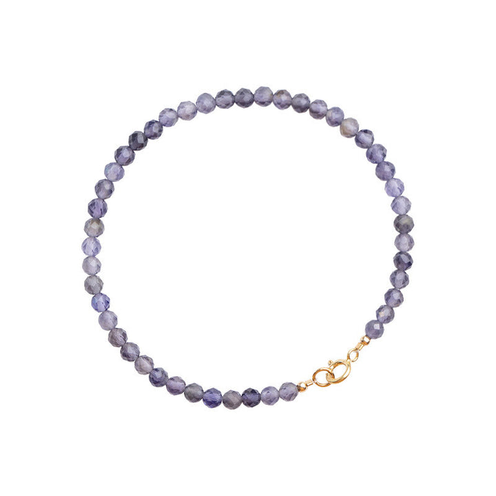 Bracelet de communication en cuivre plaqué or 14 carats avec perles ultra-fines en améthyste et iolite de 3 mm de Buddha Stones