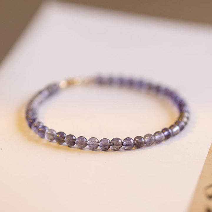 Bracelet de communication en cuivre plaqué or 14 carats avec perles ultra-fines en améthyste et iolite de 3 mm de Buddha Stones