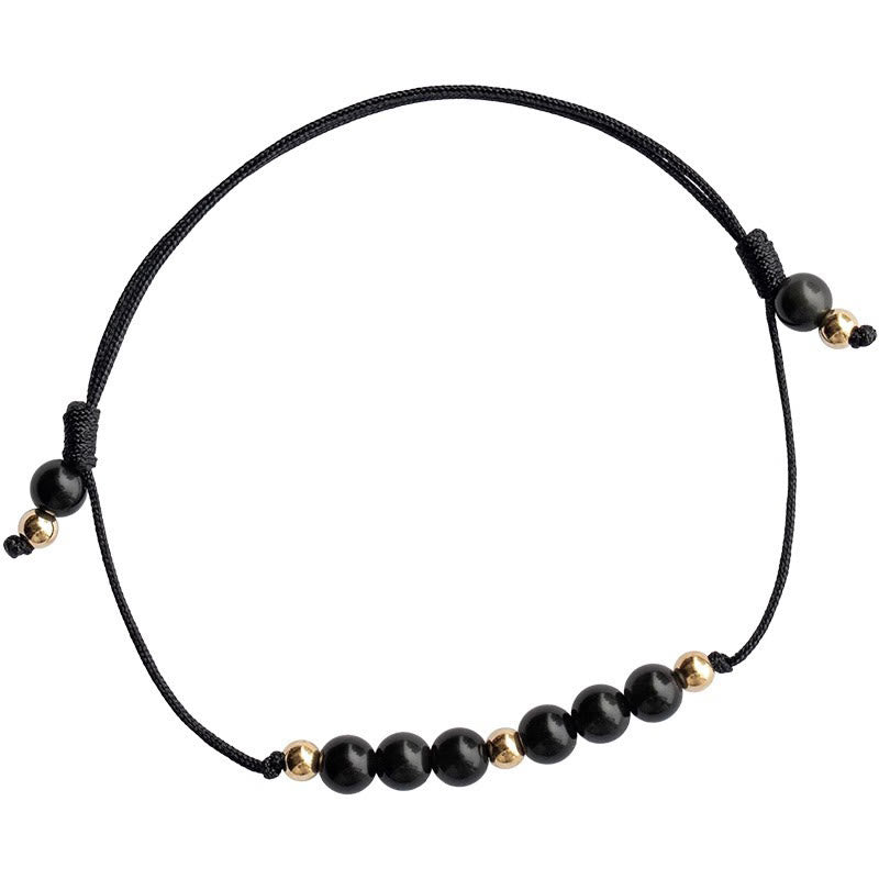 Bracelet de réussite en perles ultra-fines en quartz fumé et obsidienne noire Buddha Stones