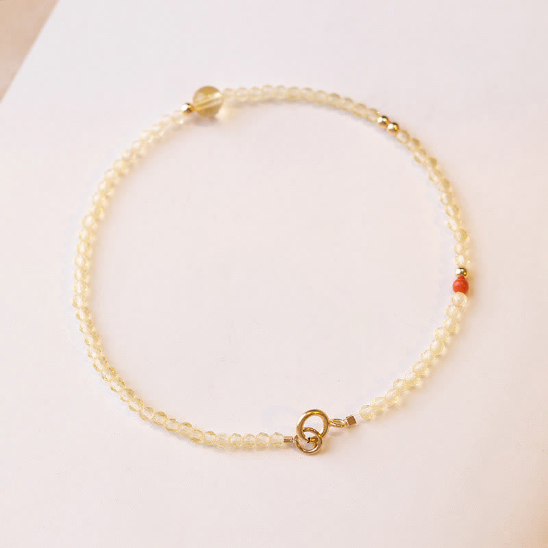 Bracelet de protection en perles de cuivre plaqué or 14 carats ultra-minces en citrine de 2 mm de Buddha Stones