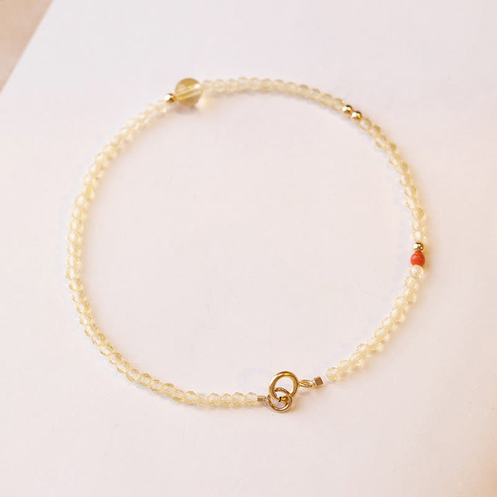 Bracelet de protection en perles de cuivre plaqué or 14 carats ultra-minces en citrine de 2 mm de Buddha Stones