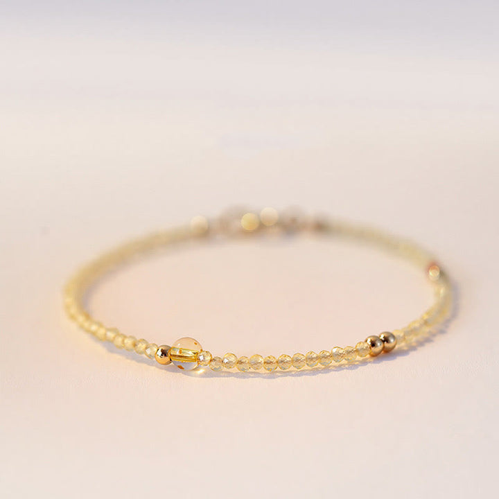 Bracelet de protection en perles de cuivre plaqué or 14 carats ultra-minces en citrine de 2 mm de Buddha Stones
