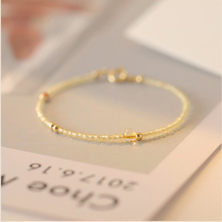 Bracelet de protection en perles de cuivre plaqué or 14 carats ultra-minces en citrine de 2 mm de Buddha Stones