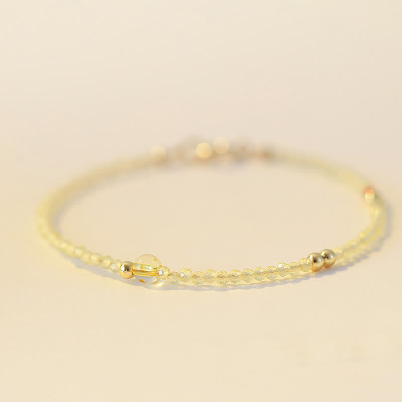 Bracelet de protection en perles de cuivre plaqué or 14 carats ultra-minces en citrine de 2 mm de Buddha Stones
