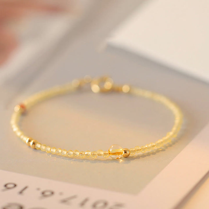 Bracelet de protection en perles de cuivre plaqué or 14 carats ultra-minces en citrine de 2 mm de Buddha Stones